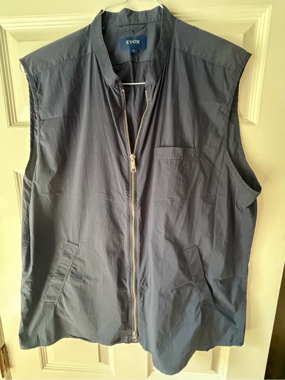 Eton Luxury Technical Cotton-Nylon Zip Gilet / Vest Navy - XXL